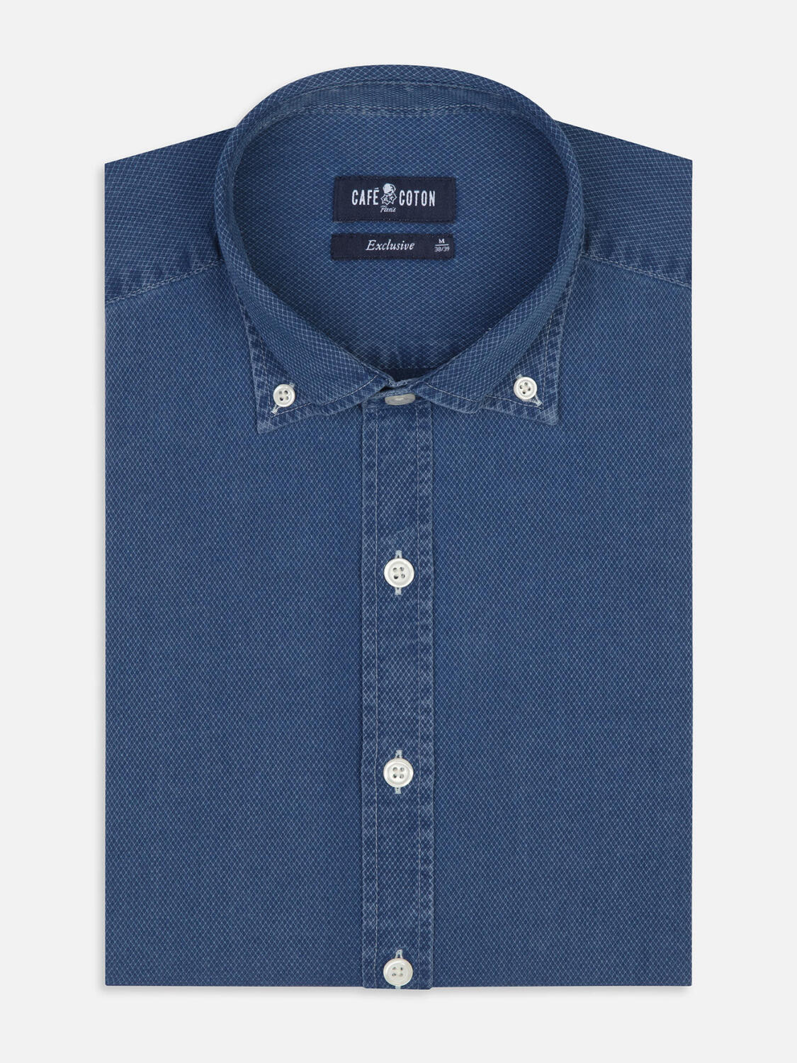 Overhemd slim Grab indigo - Button-down kraag