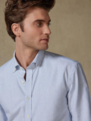 Grab blue brushed oxford slim fit shirt - Button-down collar