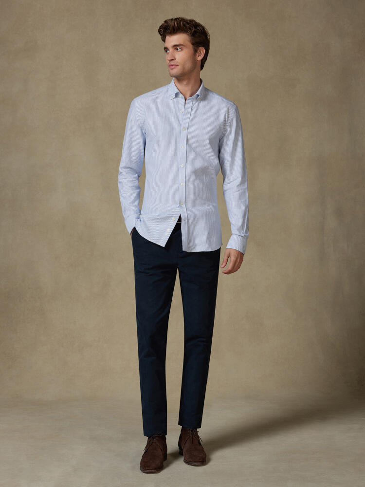 Grab blue brushed oxford slim fit shirt - Button-down collar