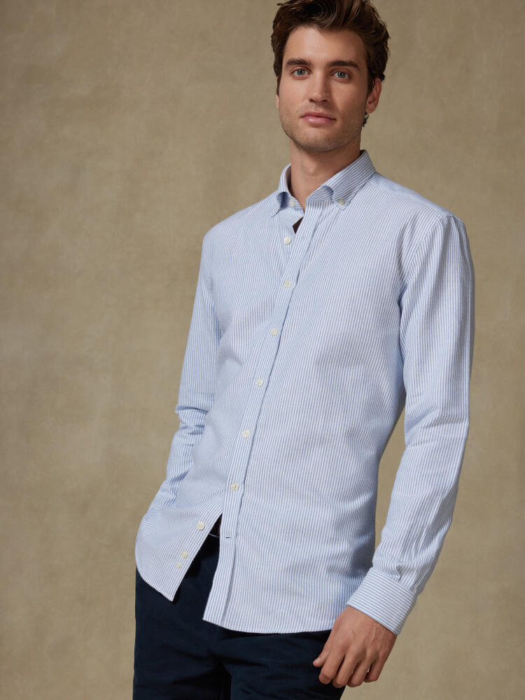 Grab blue brushed oxford slim fit shirt - Button-down collar