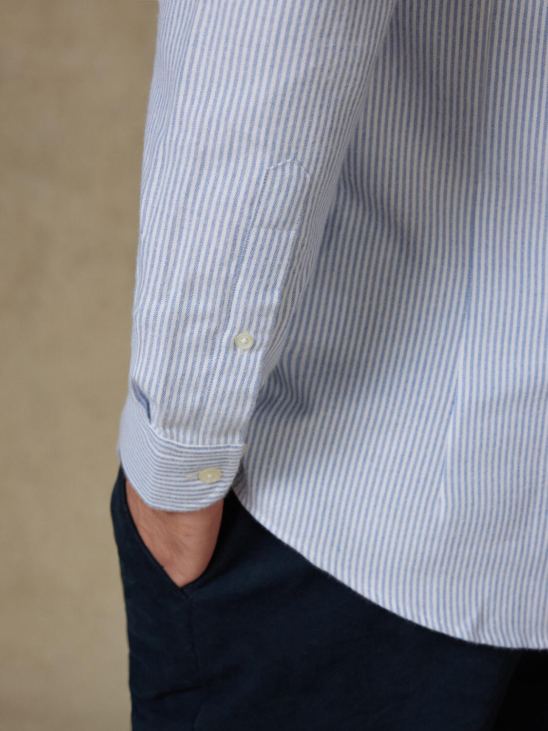 Grab blue brushed oxford slim fit shirt - Button-down collar