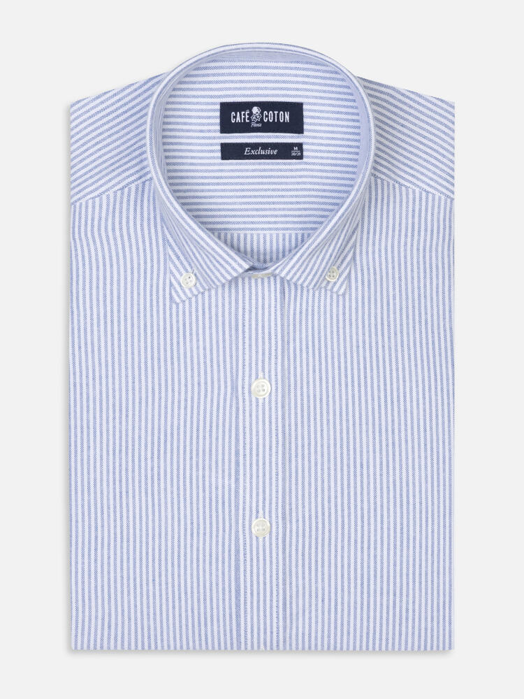 Grab blue brushed oxford slim fit shirt - Button-down collar