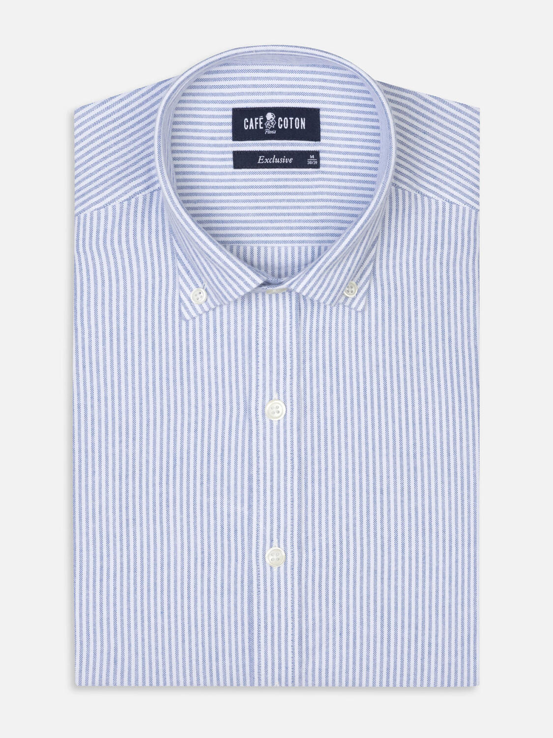 Grab blue brushed oxford slim fit shirt - Button-down collar