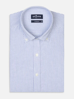 Grab blue brushed oxford slim fit shirt - Button-down collar