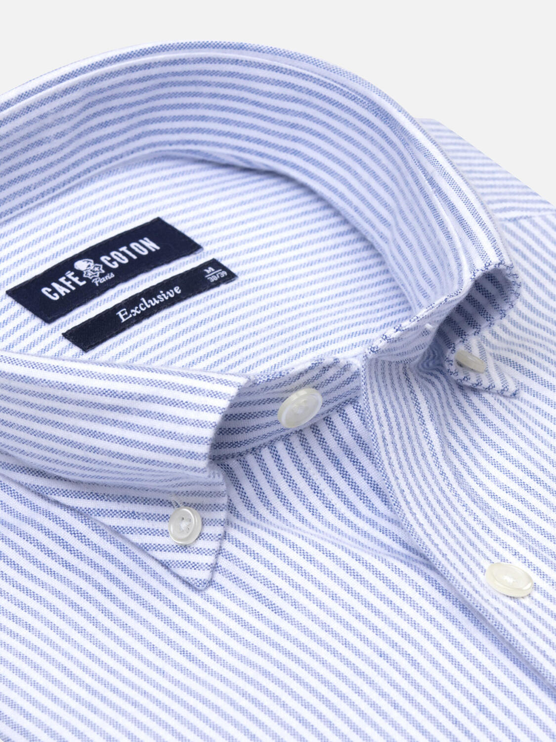 Grab blue brushed oxford slim fit shirt - Button-down collar