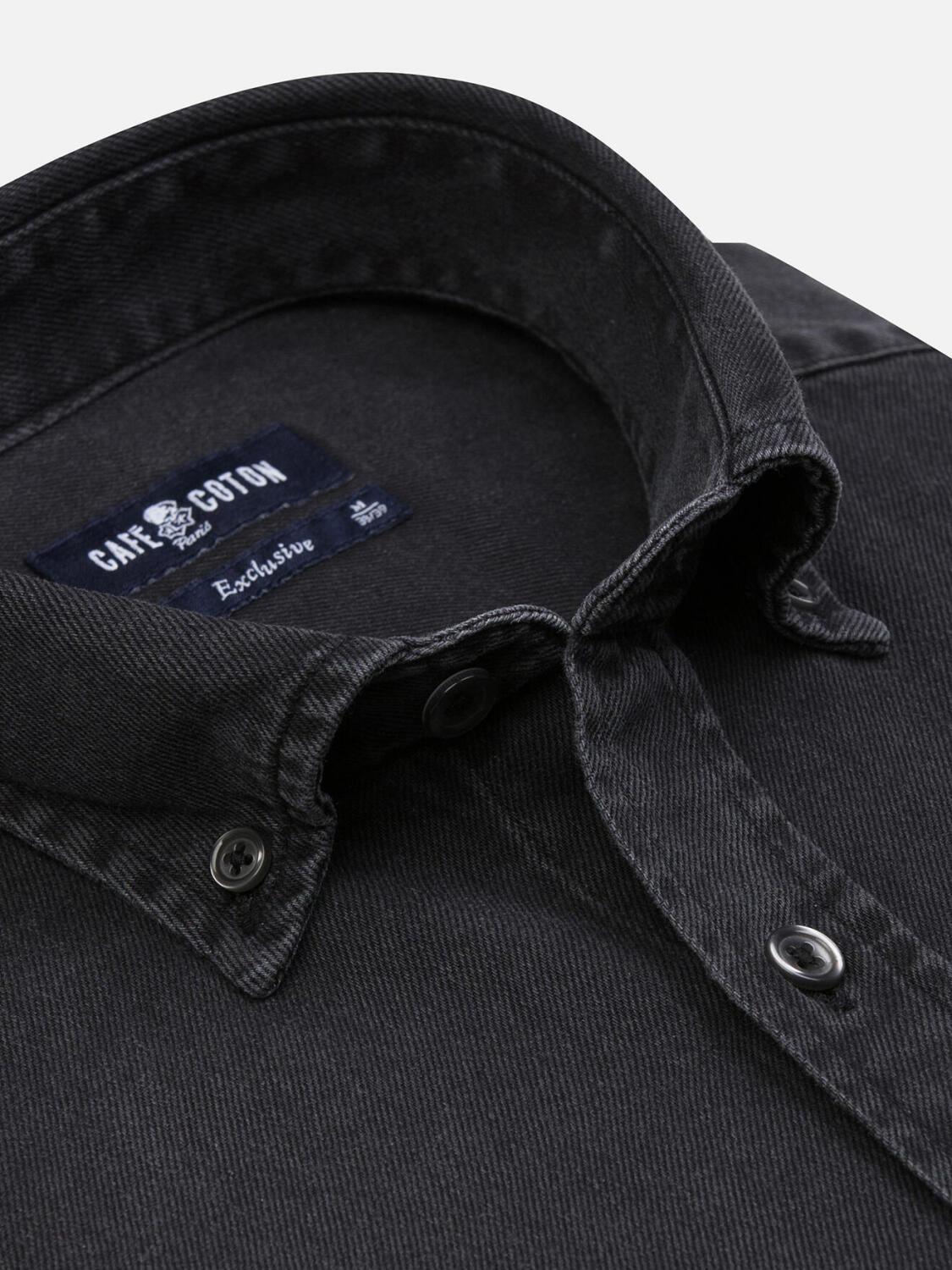 Buton down collar Gustav denim slim fit shirt - Black