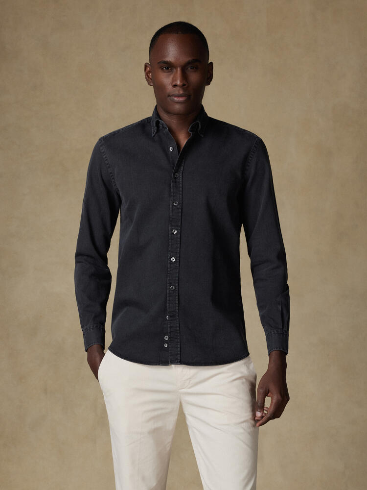 Camisa slim fit Gustav vaquera negra - Con botonos