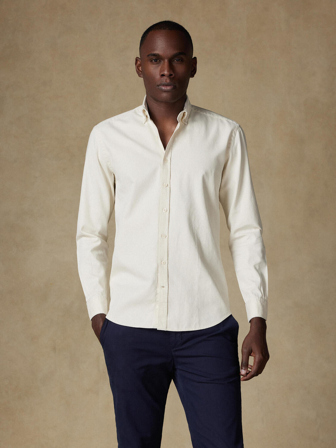 Buton down collar Gustav denim slim fit shirt - Off White