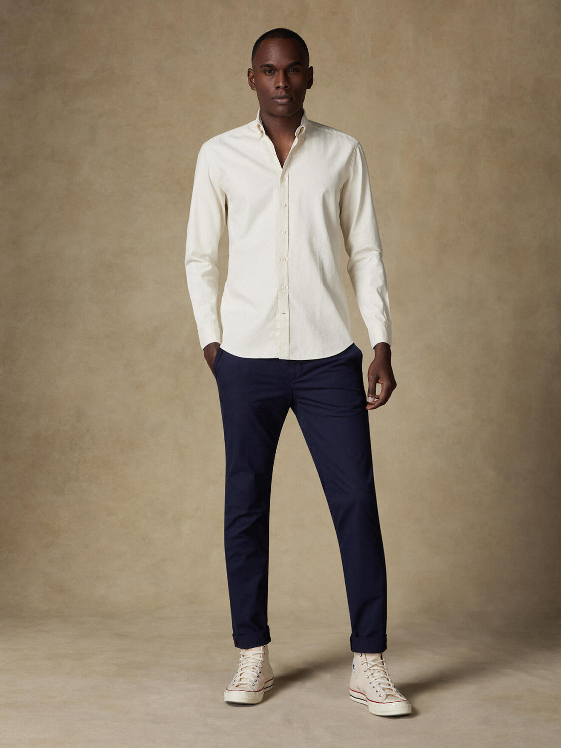 Buton down collar Gustav denim slim fit shirt - Off White