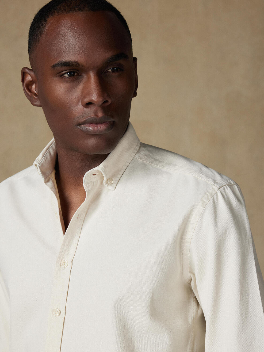 Buton down collar Gustav denim slim fit shirt - Off White