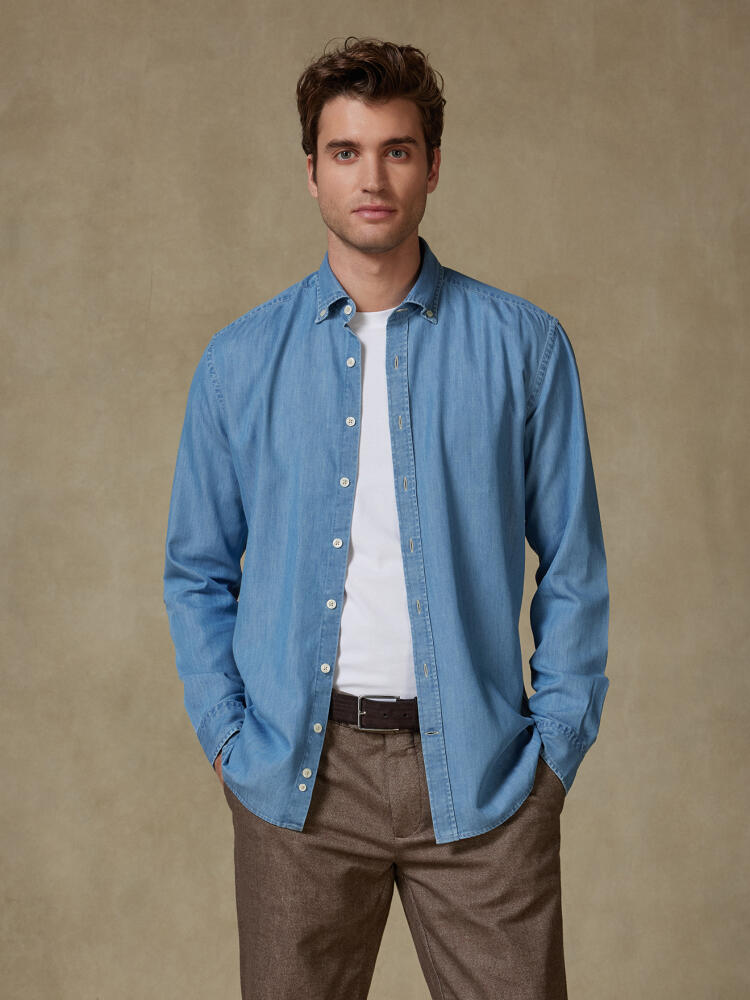 Haden denim slim fit shirt - Button-down collar