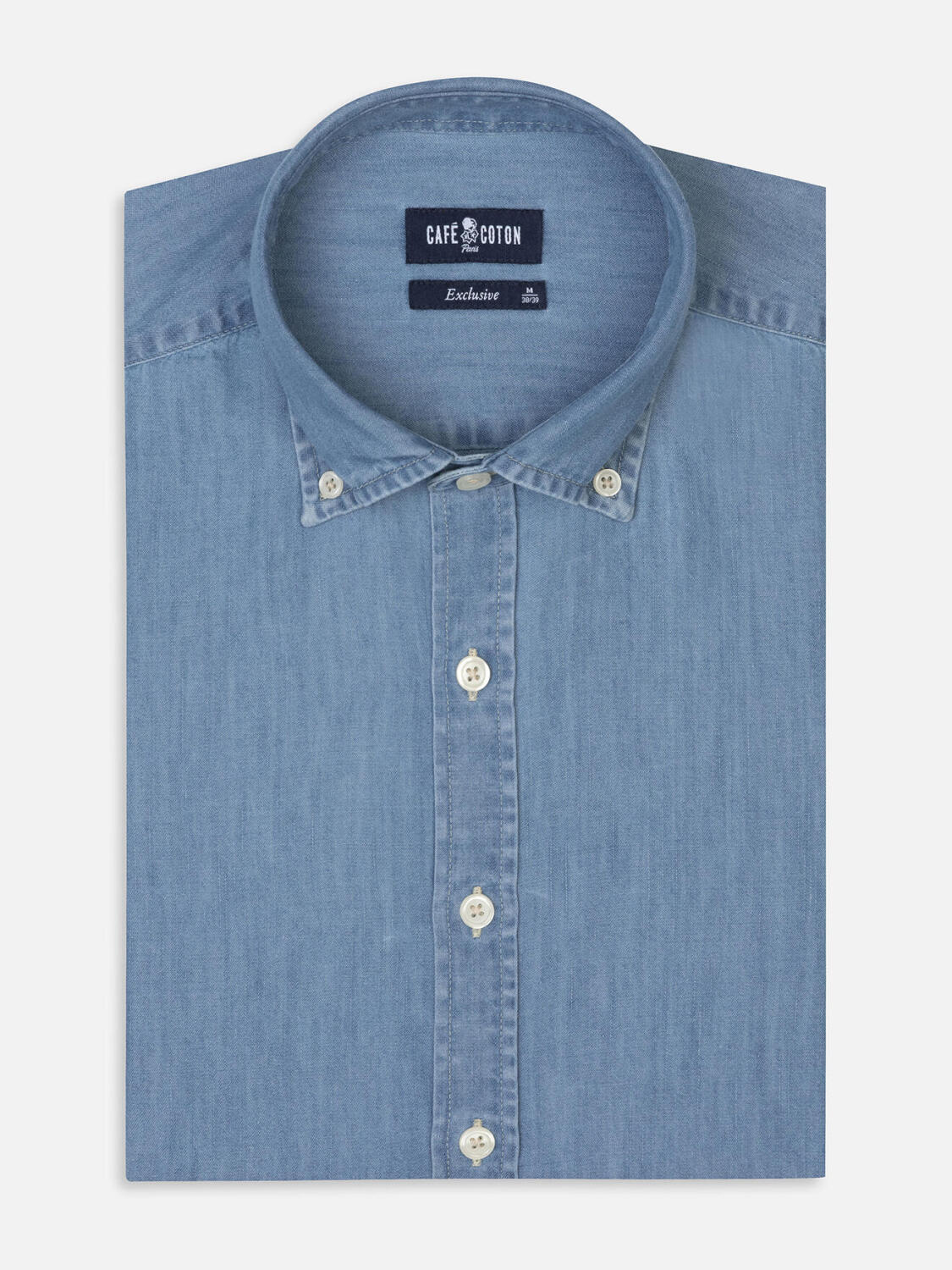 Tailiertes Hemd Haden aus Denim - Button-Down-Kragen