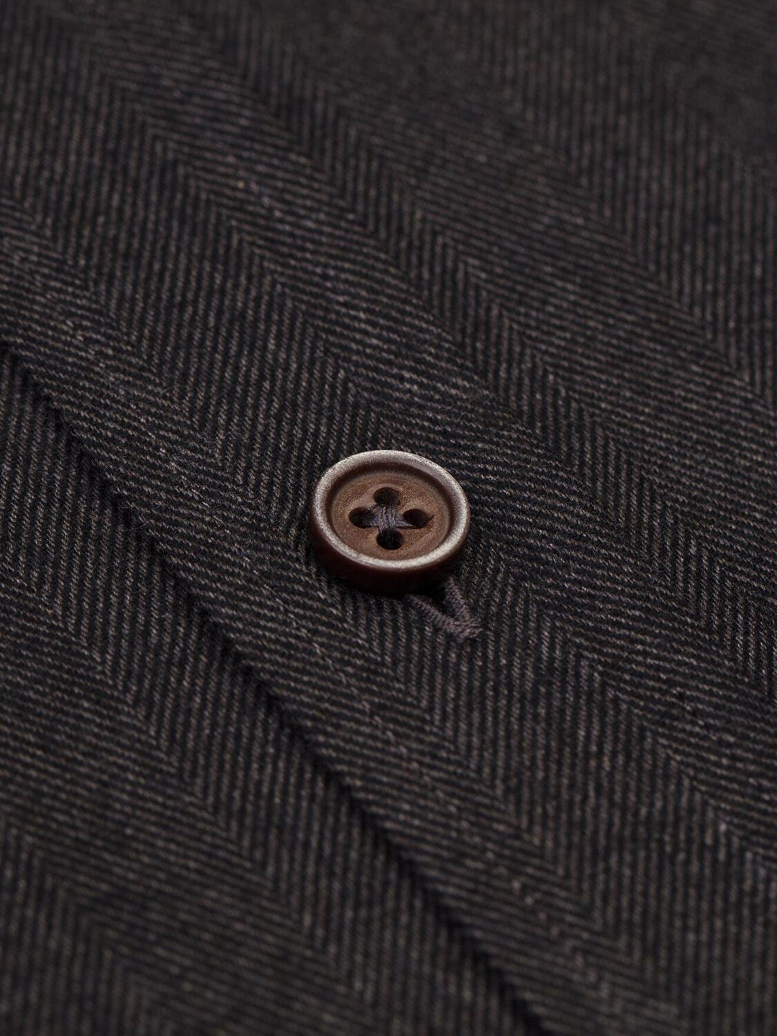 Hall anthracite flannel slim fit shirt - Button-down collar