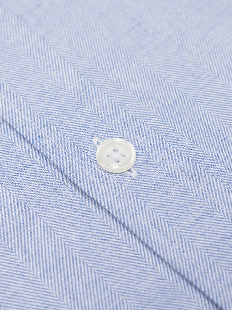 Tailliertes Tailliertes Hemd Hall aus himmelblauem Flanell - Buttondown Kragen