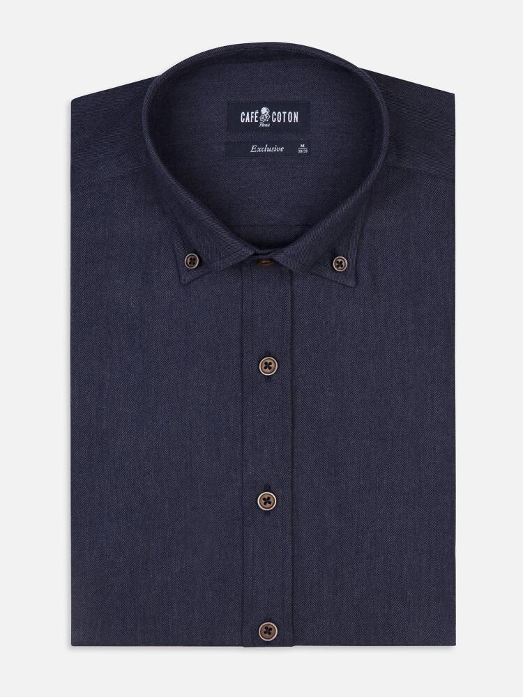 Tailliertes Hemd Hall marine - Button-Down-Kragen