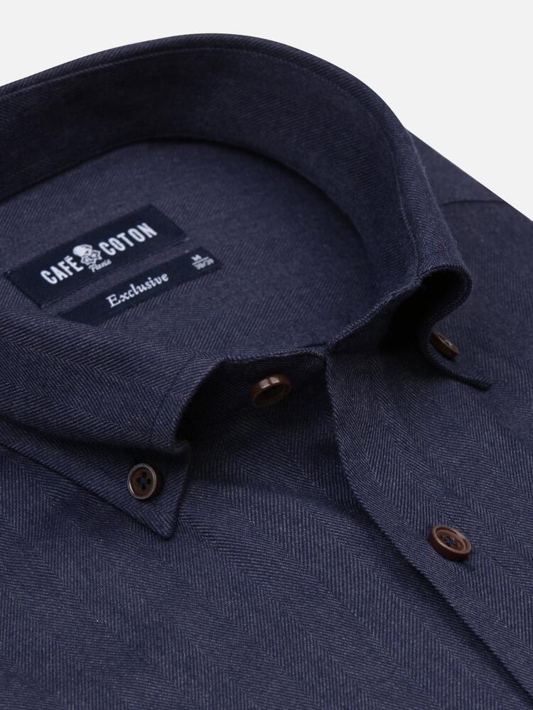 Camisa entallada Hall navy - Cuello abotonado