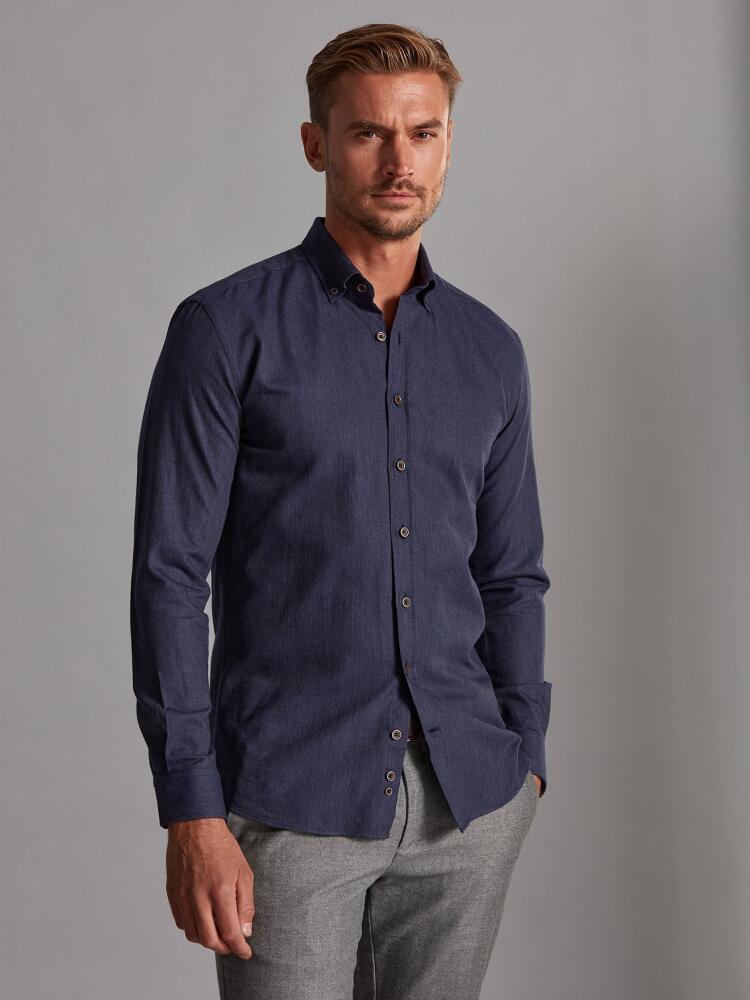 Tailliertes Hemd Hall marine - Button-Down-Kragen