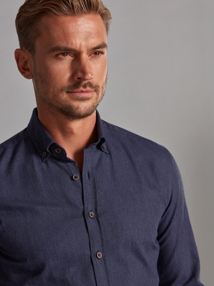 Camisa entallada Hall navy - Cuello abotonado