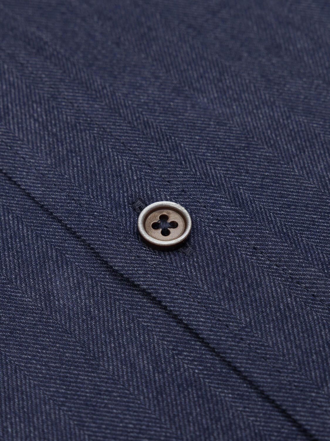 Chemise cintrée Hall en flanelle marine - Col Boutonné