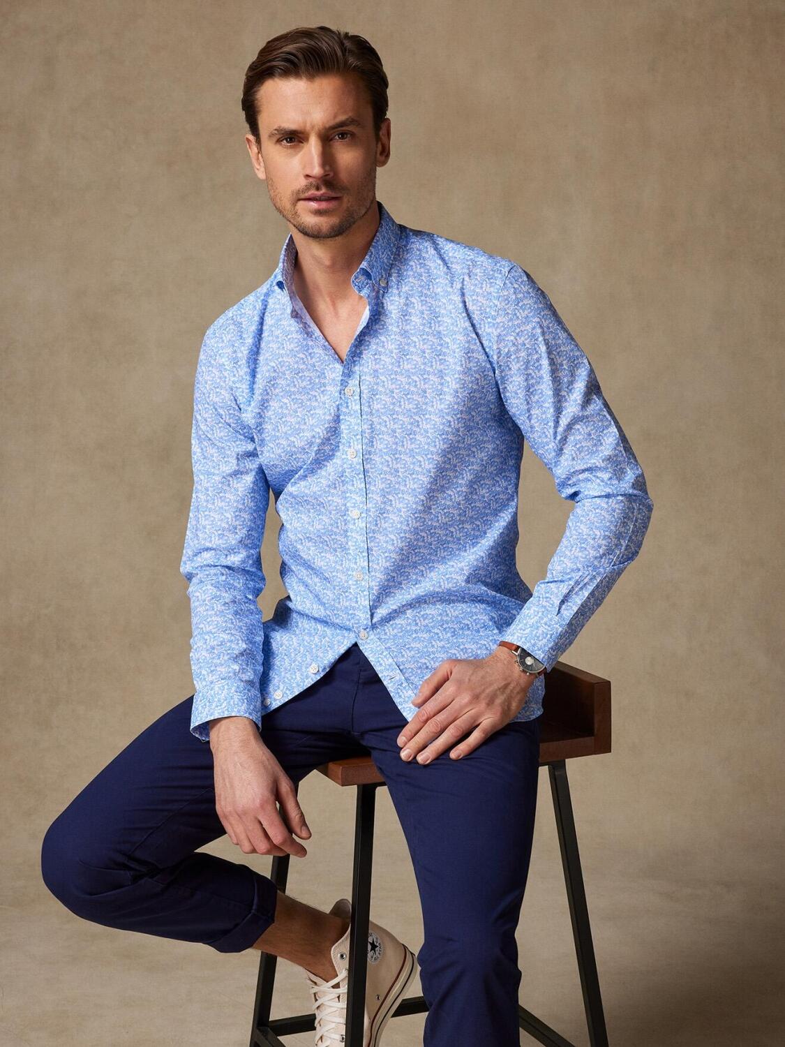 Harold slim-fitted overhemd met print - Button-down kraag