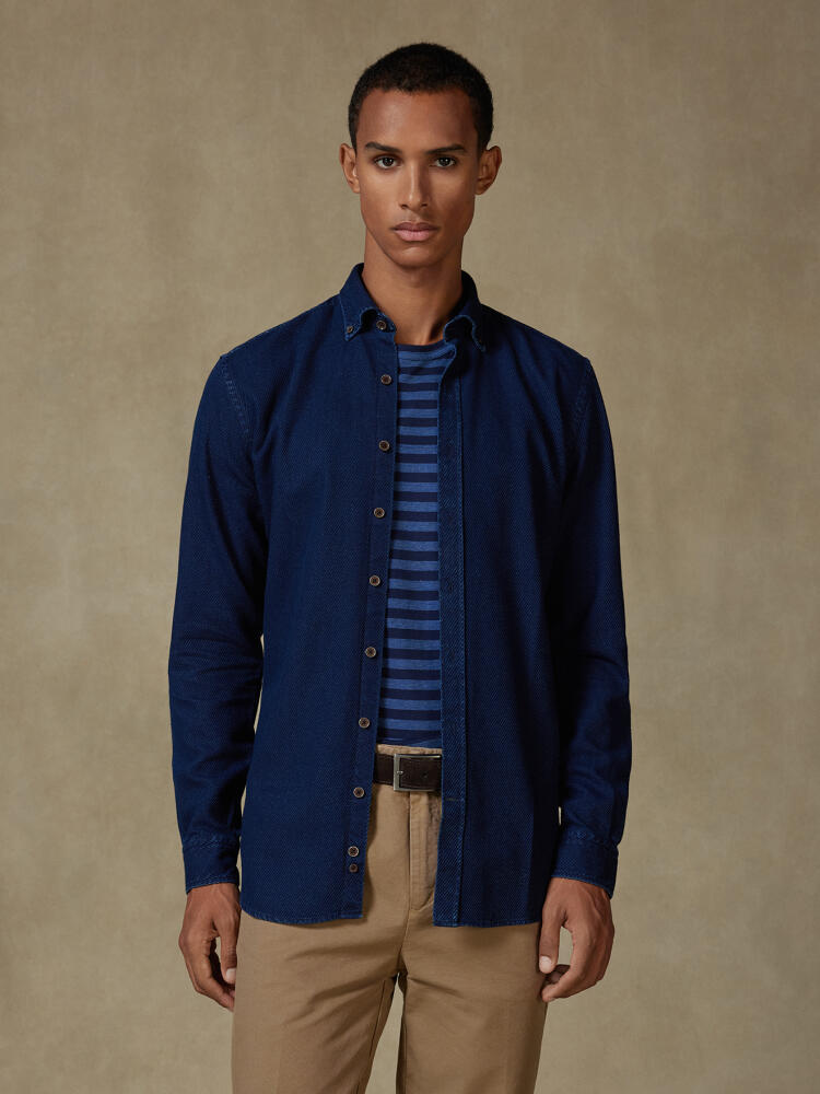 Tailiertes Hemd Hawke indigo - Button-Down-Kragen