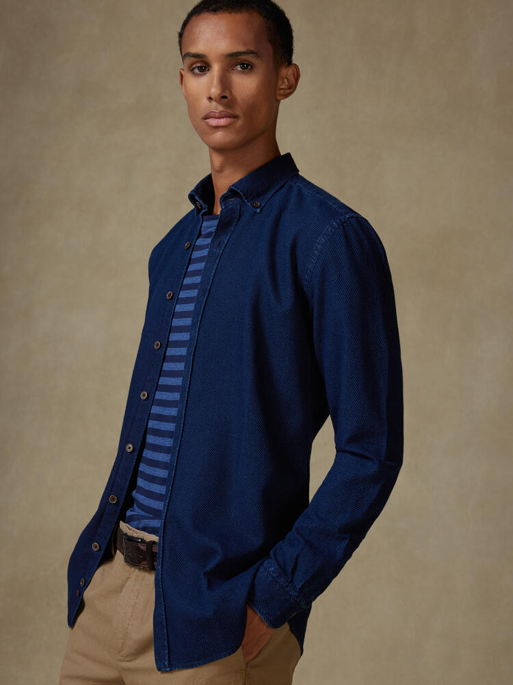 Tailiertes Hemd Hawke indigo - Button-Down-Kragen