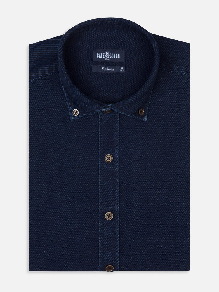 Tailiertes Hemd Hawke indigo - Button-Down-Kragen