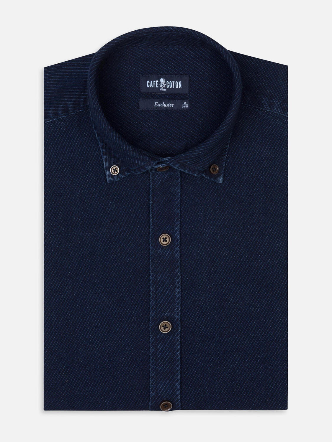Tailiertes Hemd Hawke indigo - Button-Down-Kragen