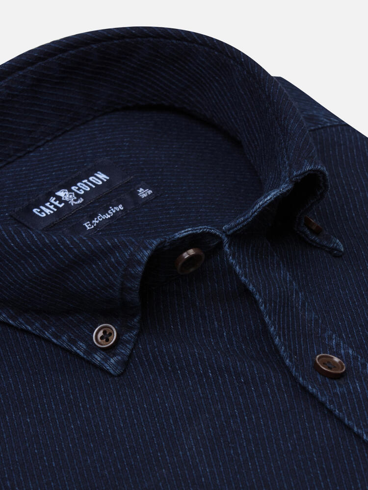 Tailiertes Hemd Hawke indigo - Button-Down-Kragen