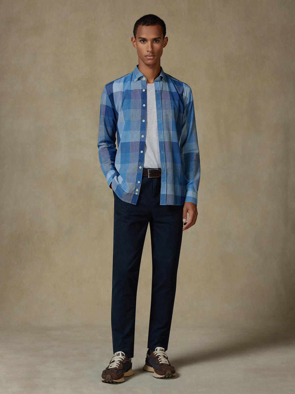 Heston indigo slim fit shirt - Button-down collar