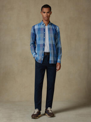 Heston indigo slim fit shirt - Button-down collar