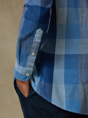 Heston indigo slim fit shirt - Button-down collar