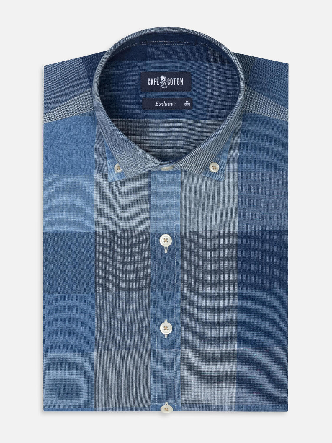 Heston indigo slim fit shirt - Button-down collar