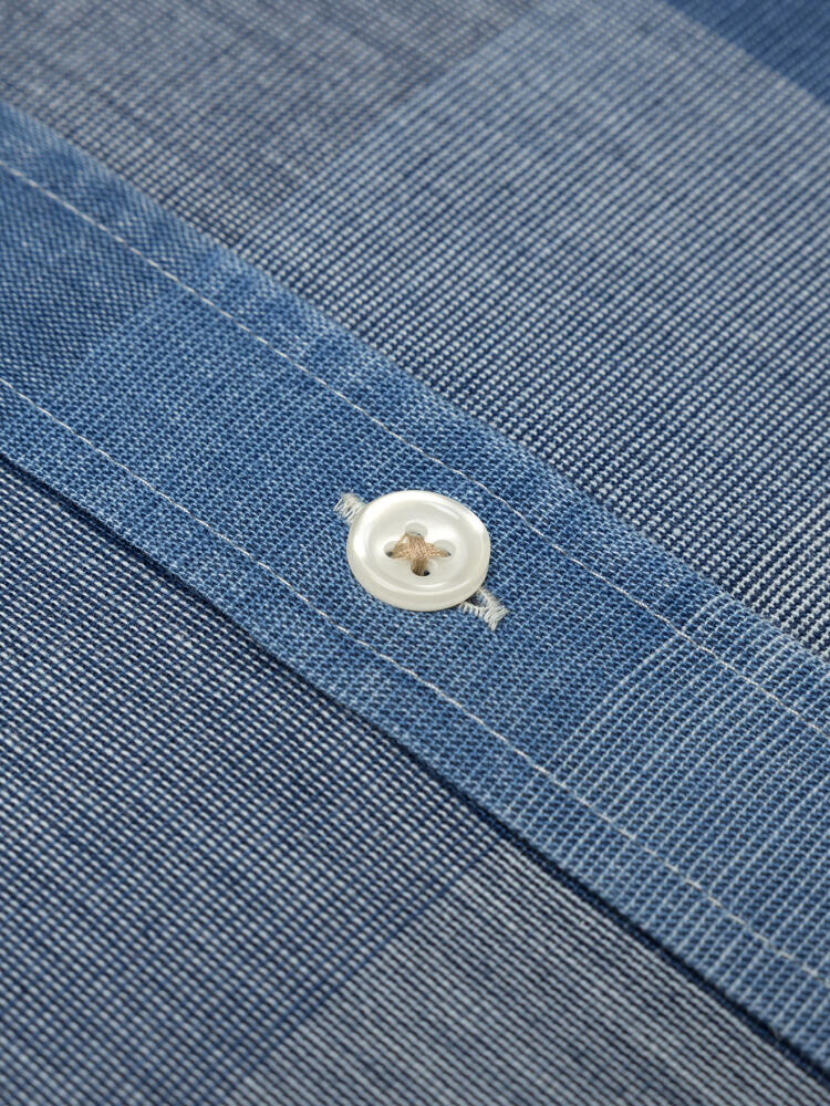 Chemise cintr&eacute;e Heston indigo - Col boutonn&eacute;