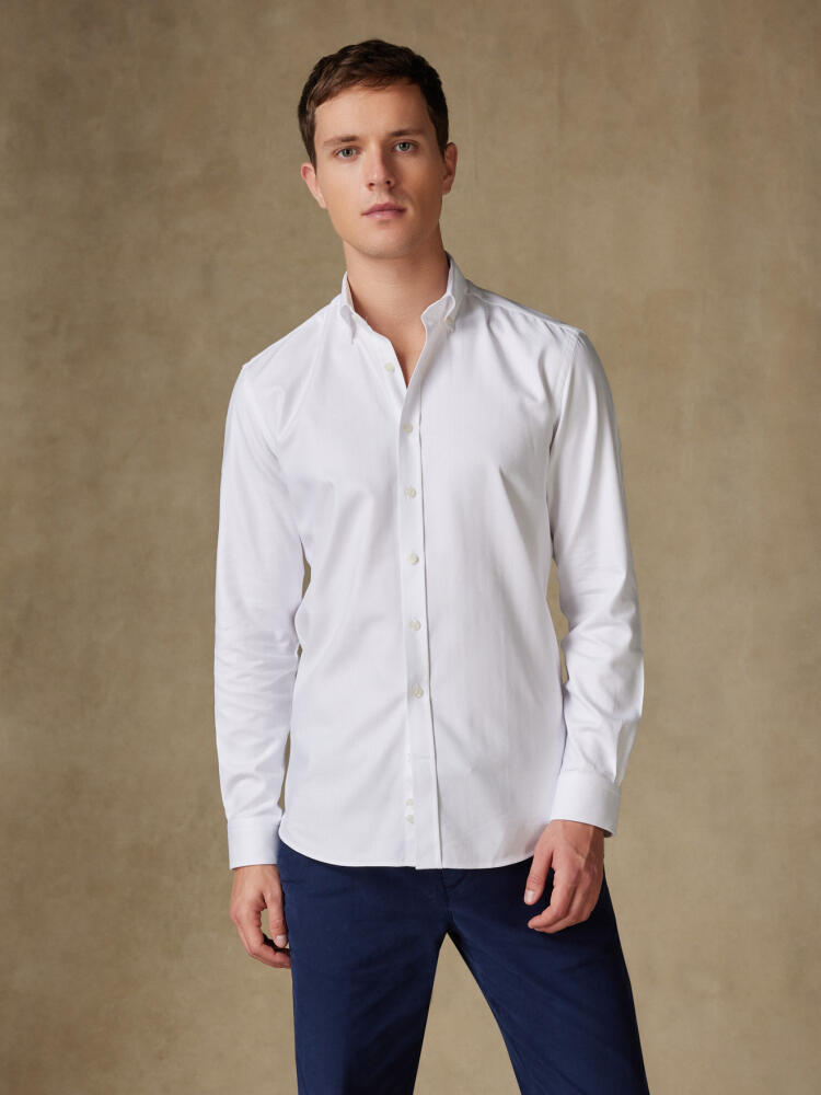 Wit visgraat Slim fit overhemd  - Button-down kraag