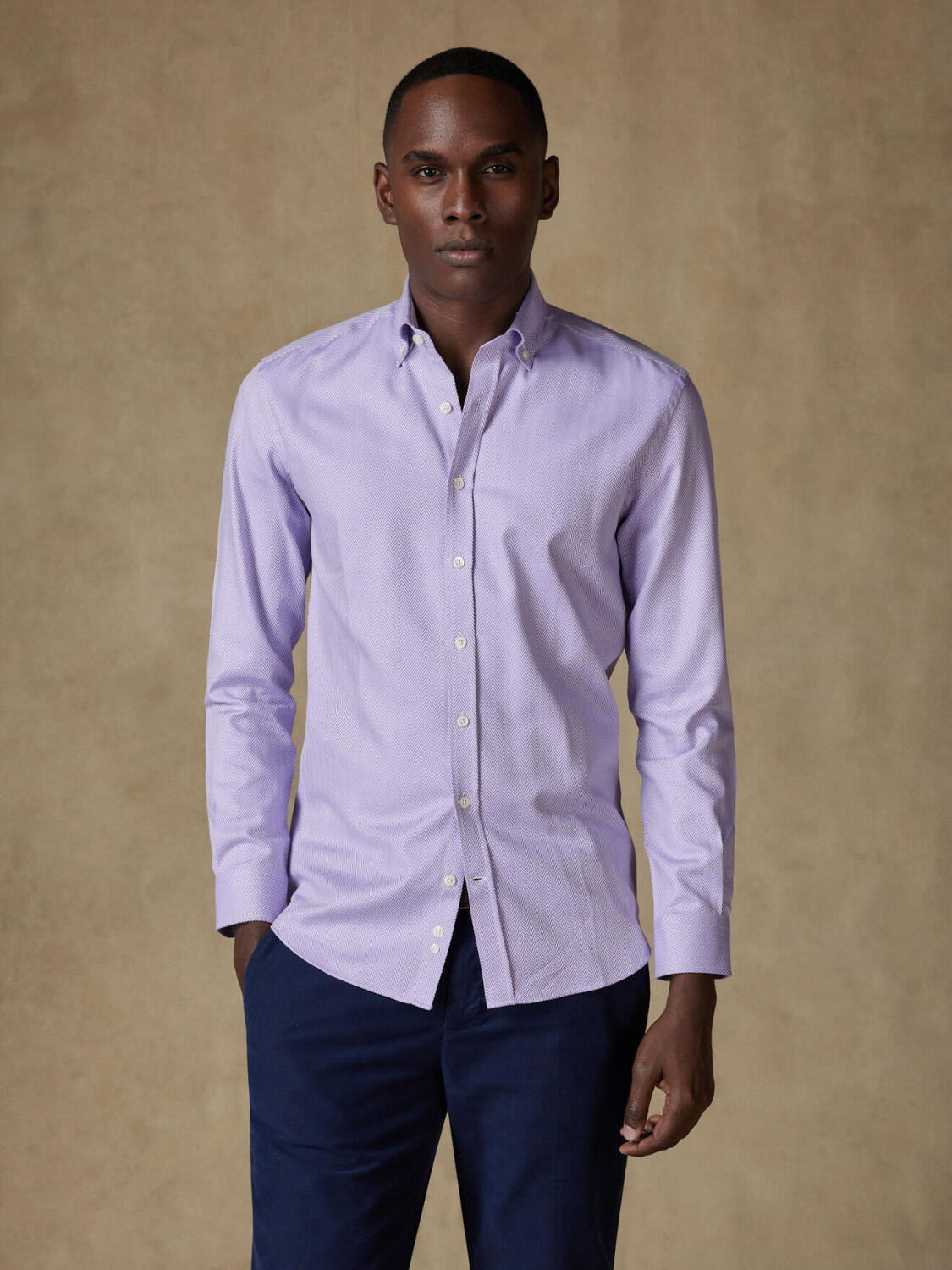 Parma Visgraat Slim fit overhemd - Button-down kraag