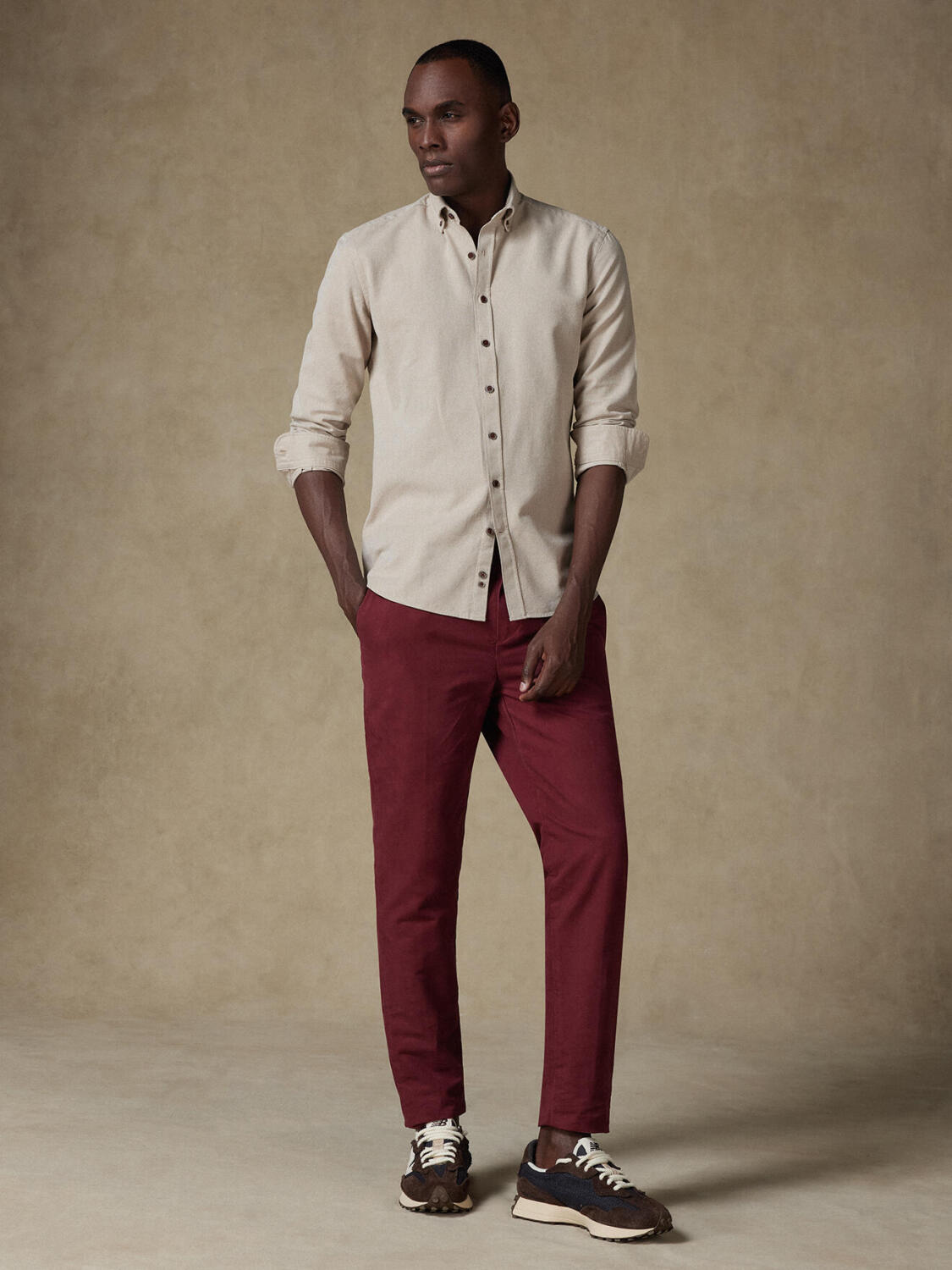 Camicia slim fit Iseo in cotone drill - Con bottoni