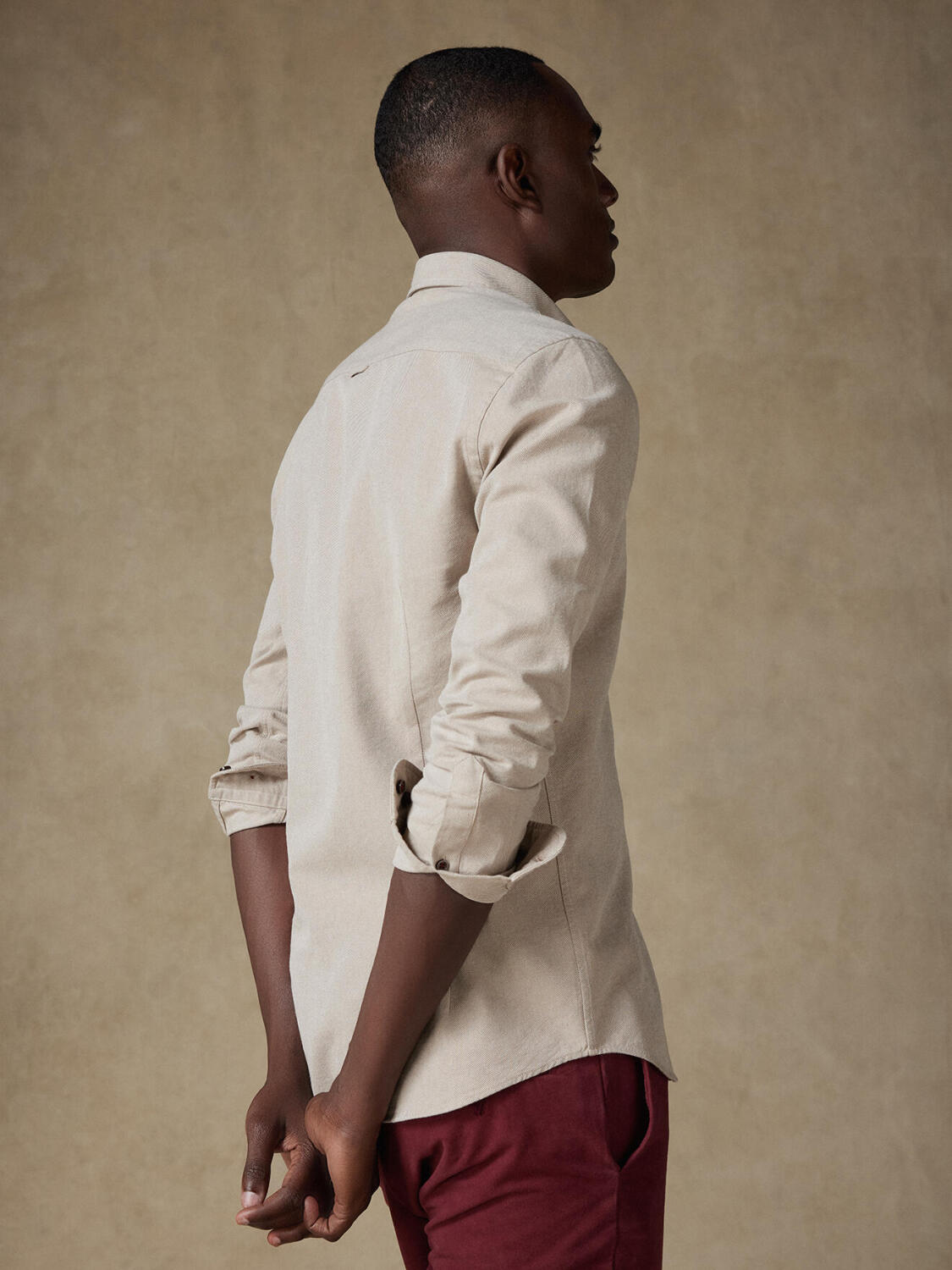 Camicia slim fit Iseo in cotone drill - Con bottoni