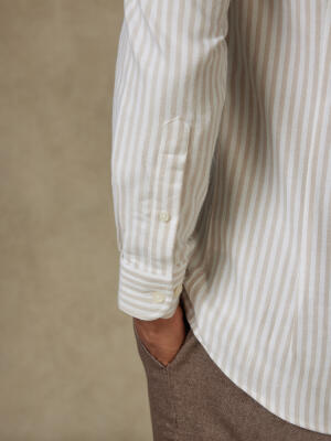 Jayden beige brushed oxford slim fit shirt - Button-down collar