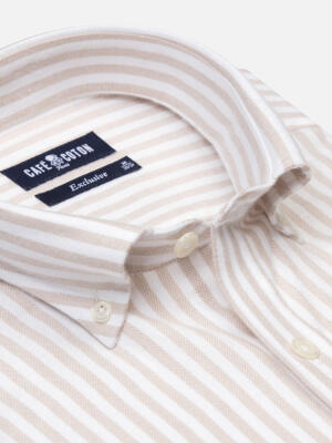 Jayden beige brushed oxford slim fit shirt - Button-down collar