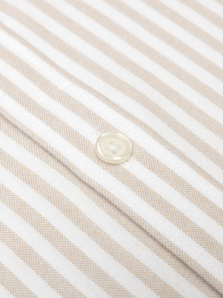 Jayden beige brushed oxford slim fit shirt - Button-down collar