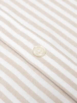 Jayden beige brushed oxford slim fit shirt - Button-down collar
