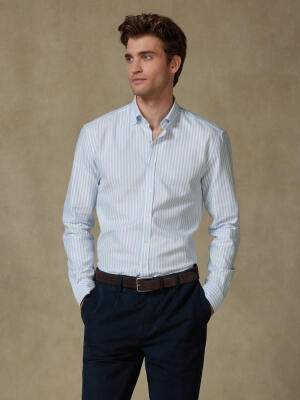 Jaylen sky brushed oxford slim fit shirt - Button-down collar