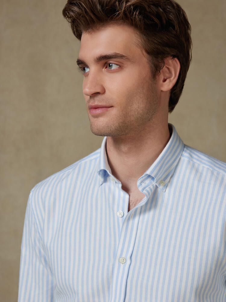 Camicia slim fit Jaylen in oxford spazzolato cielo - Cuello button-down
