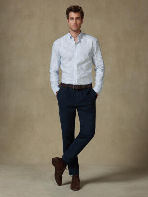 Jaylen sky brushed oxford slim fit shirt - Button-down collar