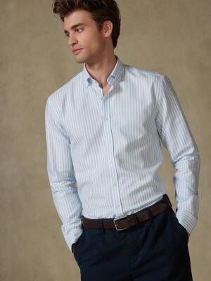 Jaylen sky brushed oxford slim fit shirt - Button-down collar