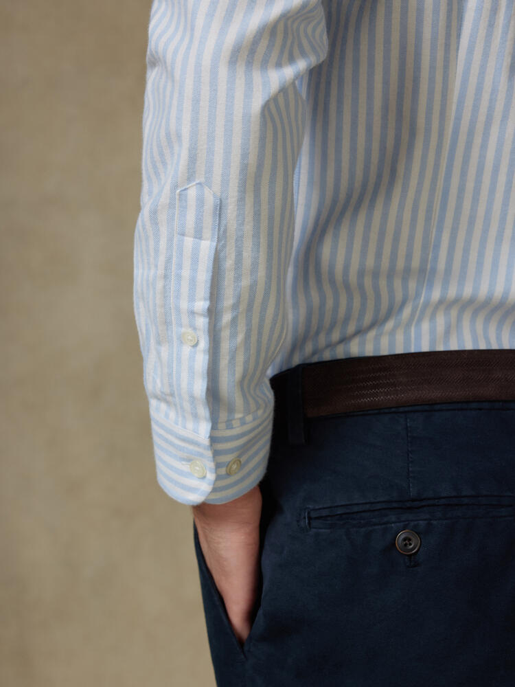 Camicia slim fit Jaylen in oxford spazzolato cielo - Cuello button-down