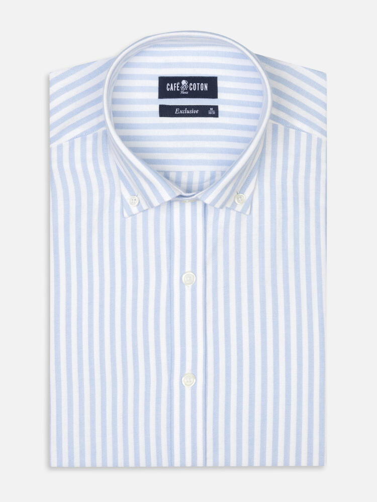 Camicia slim fit Jaylen in oxford spazzolato cielo - Cuello button-down