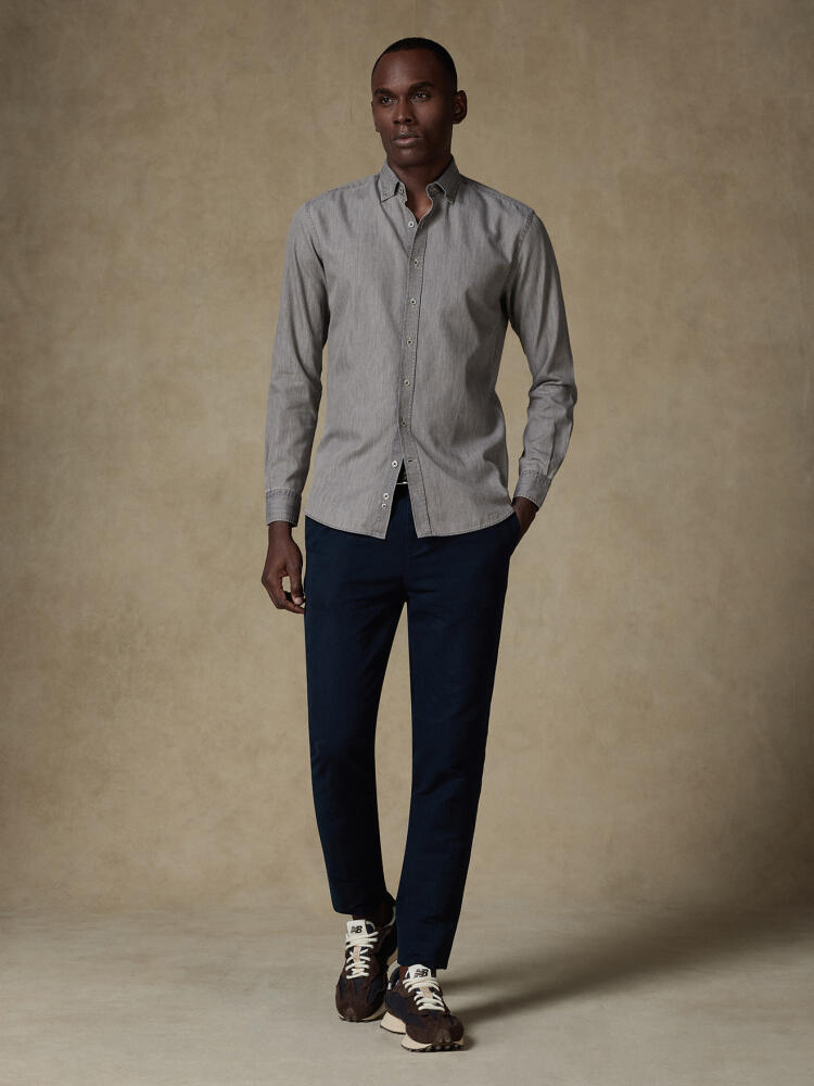 Joey grey denim slim fit shirt - Buttoned down collar