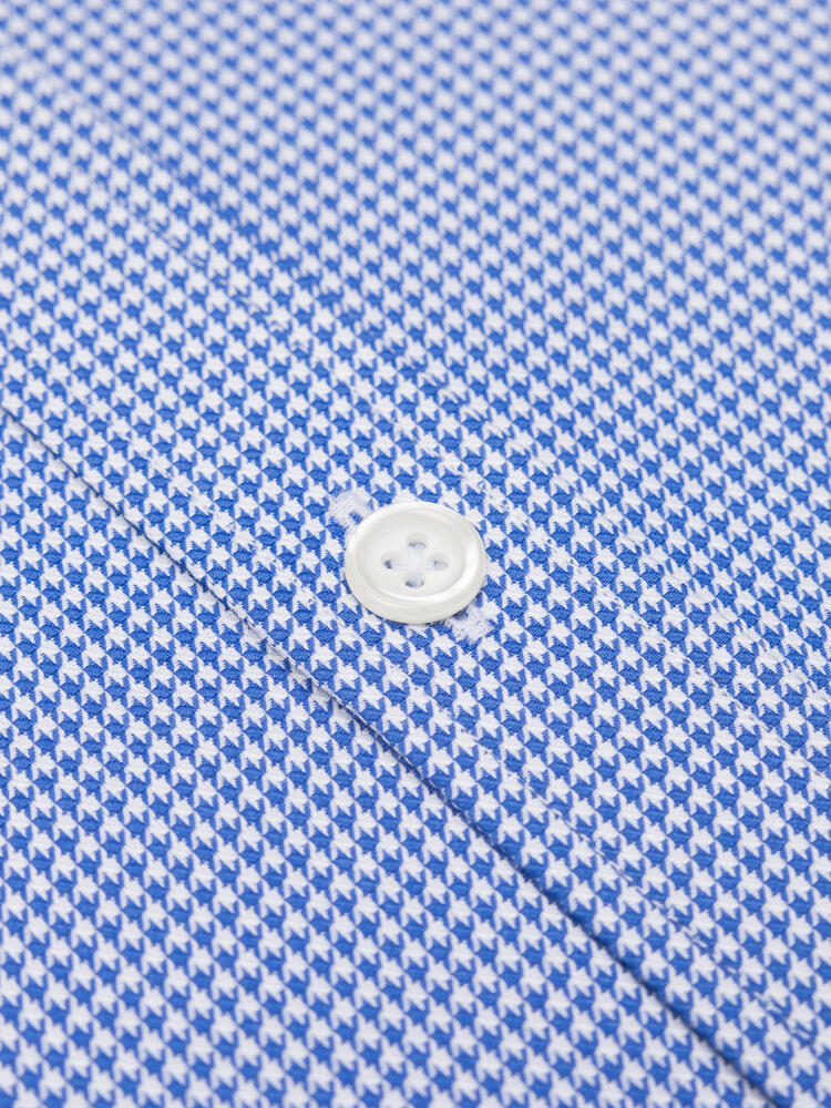 Chemise cintrée Landry en vichy bleu - Col Boutonné